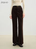 Retro Hong Kong Style Corduroy Flared Pants Women Autumn and Winter Brown Casual Flared Pants