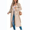 Trench Women Coats Mid Length Coat Turn Down Collar Full Sleeve Double Breasted Elegant Splice Lace Up Jackets Autumn