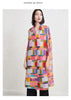 Printed Geometric Dress Women's Spring Lapel Single Breasted Color Block Loose A-line Stretch Dresses 2DB2204