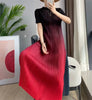 Long Dresses Elegant Party Dresses Woman Pleated Dress Female Gradient Long Loose Stitching Drape Bottoming Dress