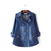 Denim Cape Coat Female Jacket Double Breasted Jackets Women Office Lady Windbreaker Denim Basic Coats Autumn Overcoat