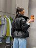 Elegant Cotton Warm Women's Jacket Autumn Winter Loose Full Sleeve Zipper Stand Collar Thicken Coats Waist Outwear Lady
