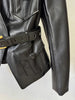 High Street Designer Jacket Women's Belt Slim Fitting Leather Button Pocket Decoration Artificial Leather Blazer