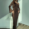 Women's Long Dresses Solid Satin Flare Sleeve Slim Lace Up Floor-length Dress Females Sexy Elegant Party Maxi Dress