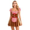 Adult Christmas Cosplay Costume Gingerbread Stripe Patchwork Velvet Dress Women Party Gingersnap Role-playing Cosplay Dress-up