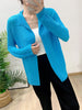 Blue Pleated Coat For Women Turn-down Collar Long Sleeve Lightweight Cardigan Jackets Chic Female Clothes 2DB3445