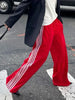 Women's Striped Pants Loose Elastic Waist Drawstring Straight Leg Casual Sweatpants with Pockets y2k Low Rise Baggy Trousers