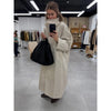 Women Casual Long Trench Coat with Lapel Collar Single-Breasted Batwing Sleeves Windbreaker Streetwear Oversized Outerwear