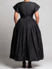 Women Formal 3D Floral Plus Size Dress with Pocket Ruched Pleated A-line Round Neck Evening Wedding Guest Cap Sleeve Dress