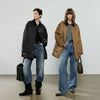 Women Cotton Jacket Winter Retro Diamond Grid Workwear Large Pocket Mid Length Jacket Brown