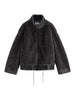 Winter Women's Petite Stand Collar Faux Fur Shearling Short Jacket Plush Teddy Zip Up Cozy Fleece Cropped Coat