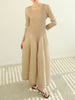 Pleated Long Sleeve Flower Bud Dress Spring Lantern Long Casual Elegant Dresses Dubai Abaya Women Designer Clothes