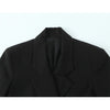 Women Lace Patchwork Black Crop Blazer Front Double-breasted Long Sleeve Suit Jacket