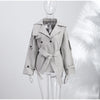 Tie Up Short Women 's Trench Coat Lapel Long Sleeve With Belt Oversize Windbreaker Female Spring Autumn Woman Outerwears