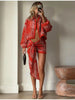 Lightweight Floral Print Oversized Coat & Square Scarf Skirt & Long Pants For Women Lady Holiday Streetwear Outfits