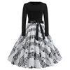 Harajuku Vintage Woman Music Note Print Elegant Party Dress Casual Women's Retro Long Sleeve Spring Autumn Midi Dresses