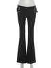 Double-Breasted Decoration Pants Women Metal Ring Tassel Elastic Waist Autumn Street Daily Hottie Bell-Bottom