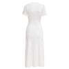 French Style Knitted Long Dress round Neck Hollow out Wooden Edge Skirt Elegant Autumn Women's One Piece Dress