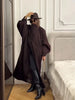 Batwing Sleeve Women's Coat Lapel Single-Breasted Loose Lady Long Jackets Autumn Winter All-Matched Street Outwear