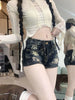 American Y2K Hole Denim Shorts Women Sexy Low-Waisted Skinny Mini Shorts Female Streetwear Short Jeans
