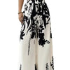 Dresses For Women Black And White Flowers Print Long Sleeve Ruffled Collar Elegant Dress Lace Up A-Line Dress Spring