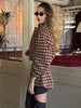 Retro Suede Coats High-waist Shorts Set Women's Plaid Full Sleeves Short Zipper Jackets Autumn Winter Ladies Outwear