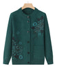 Korean Women's Clothes Knit Woolen Printed Cardigan Coat Middle Aged Mother Knitwear Tops Vintage Grandma Sweater Jacket