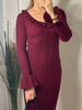 Brown Knitted Dresses For Women Maxi Elegant Trumpet Sleeves Knit Fishtail Dresses Women Long Ruffled Dresses Maxi