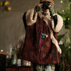 Women Corduroy Print Floral Parkas Red Winter Coats Warm Patchwork Wool Plus Cotton Women Loose Pullover Parkas