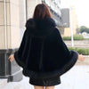 Black Fur Coat Women's Winter Shawl Cape Style Short Imitation Fox Fur Thick Hooded Windbreaker Female Warm Faux Fur Cloak