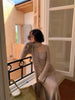 Vintage Knitted Midi Dress Y2K Autumn Slim with Scarf Long Sleeve Dress Female Korean Streetwear Chic All Match Female Vestidos