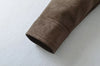 Spring Women's Brown Suede Short Jacket Loose Lapel Zipper Long Sleeve Motorcycle Coat Female Lady High Street Outwear