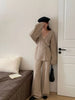 Sweater Set Women's Loose Outer Wear Lazy Style Winter Lace-up Knitted Jacket Cardigan Wide-leg Pants Two-piece Set