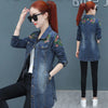 Flowers Embroidery Denim Jacket Loose Casual Letter Jeans Overcoat Button Pocket Outwear Female Clothing Fall Women