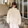 Women Parkas Turtleneck Full Sleeve Thick Coats Short Coat Solid Zipper Spliced Jackets Pocket Casual Elegant Lady Winter