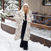 Maxi Long Leopard Belted Faux Fur Coat Women Winter Brand Mob Wife Vibe Fox Fur Jacket Overcoat
