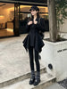 Elegant Autumn Unique Black Blazer Jacket Women Korean Double Breasted Waist Cinched Irregular Hem Office Casual Outfit