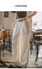 Women's Striped Straight Wide Leg Trousers Old Money White Cotton Linen Texture Thin Breathable Loose Casual Daily Bottoms
