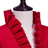 （in stock）Women Victorian Gothic Red Blazer Formal Business Ruffles Slim V Neck Jacket Victorian Elegant Pirate Jacket
