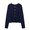 Loose Knitted Ruffles Cardigan Women Sweater Coat with A-line Mini Skirts 2 Piece Sets Womens Outfits Elegant