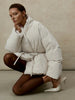 Ladies Beige Belted Puffer Coat Stand High Collar Wrap Design Drawstring Waist Oversized Bubble Jacket Winter Warm Outwear