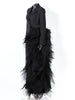 Women Black Irregular Mesh Big Size Long Elegant Blazer Lapel Long Sleeve Jacket Spring Autumn 7AB4743
