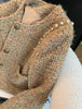 Vintage Tweed Jacket Women Elegant Cropped Coat Korean Long Sleeve Outerwear Fall Winter Ladies Single Breasted Chic Blazer