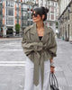 Women's Lace Up Cropped Trench Coat Lapel Long Sleeve Solid Loose Jacket Autumn Winter Female Street Outerwear