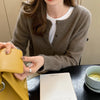 Long Sleeve Knitted Cardigan Women Sweater Elegant Winter Casual Simple Knitted Jackets O Neck Loose Round Neck Tops