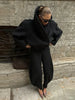 Edgy Stand Collar Woolen Women Coat Street Loose Long Sleeve Button Black Female Jacket Casual Autumn Winter Lady Outwear
