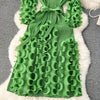 European Court Style Dress for Women A Design Sense Tassel V-neck Slim Fit Long High-temperature Pleated Flared Sleeve