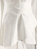 Women White Irregular Bandage Slit Shirt Dress V-Neck Long Sleeve Loose Fit Tide Spring Autumn 1DE9884