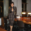 Winter Women's Clothing Black Lace Bodycon Party Dresses Flare Sleeve Elegant Midi Dress for Special Events