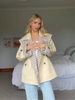 Plaid Trench Short Coat Casual Double Breasted Shawl Lapel Loose Street Jacket Lady Fall Chic Daily Commute Outerwear